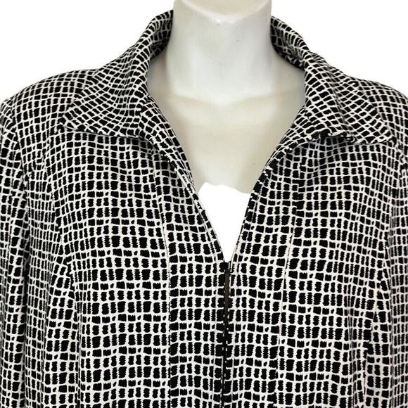 Chicos Womens Black White Lace Applique Ponte Knit Stretch Blazer Jacket 1 8 10 - Picture 7 of 16